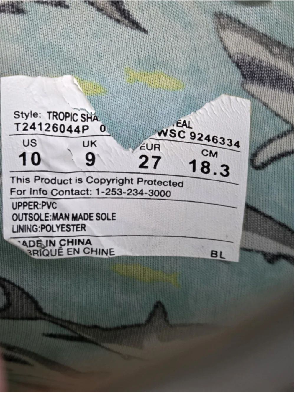 Western Chief Kids Tropic Shark Lighted Rain Boots Teal Blue Size 10 Toddler Boy